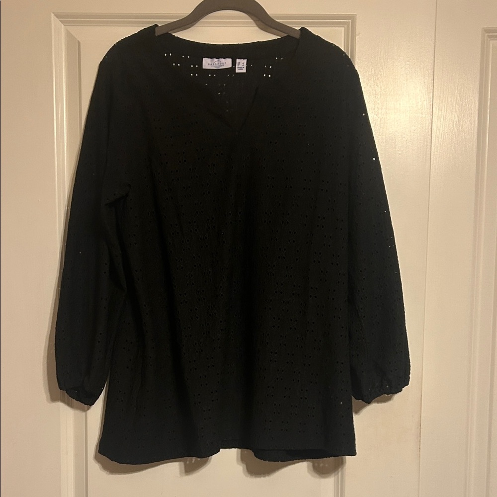 Susan Graver Black Eyelet Blouse
